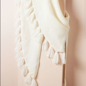 NWT Anthropologie Tasseled Triangle Scarf White